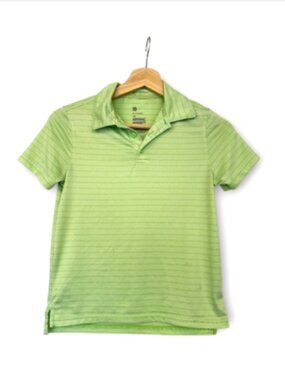 All in Motion Boys Polo Golf Shirt Green Striped Collared Size 8